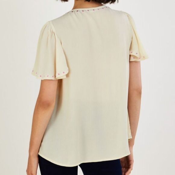 NWT Monsoon TOBY embroidered top in sustainable viscose ivory SIZE US XL - Picture 3 of 14